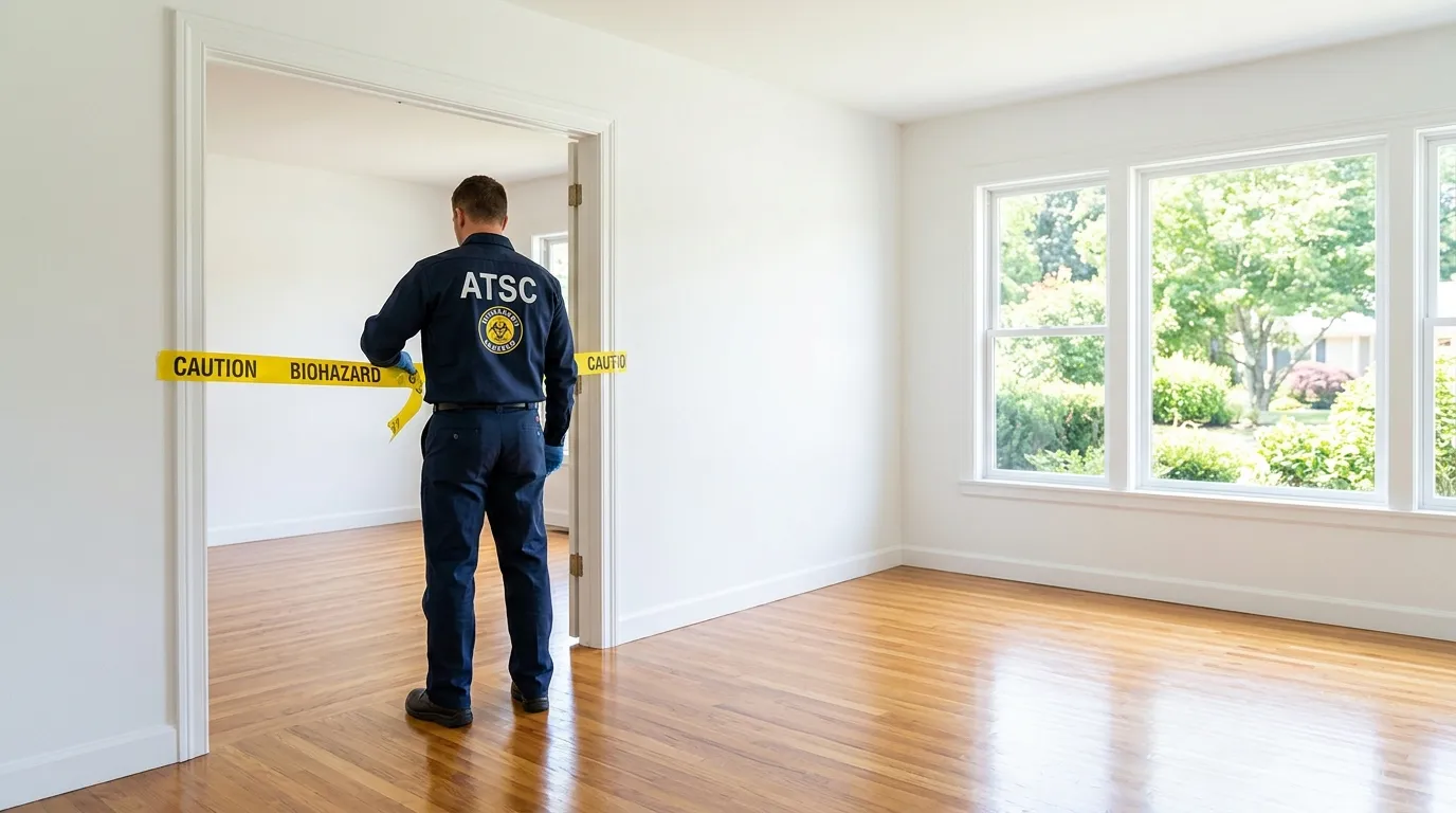 Certified biohazard cleanup crew performing Decomposition Cleanup in Westwood